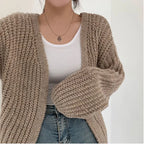 Cardigan de Tricot Ponto Aberto Bege 2