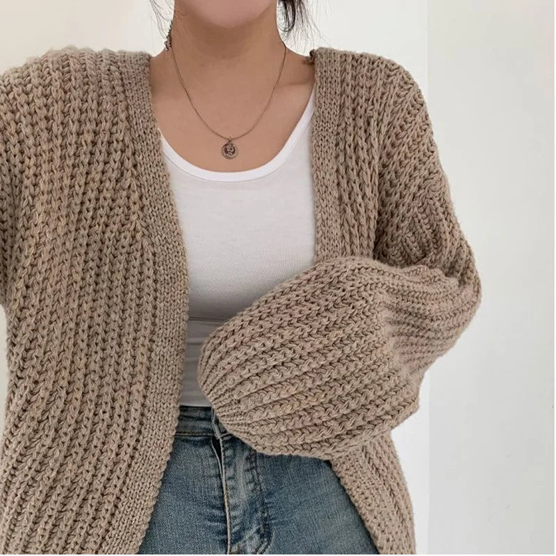 Cardigan de Tricot Ponto Aberto Bege 2
