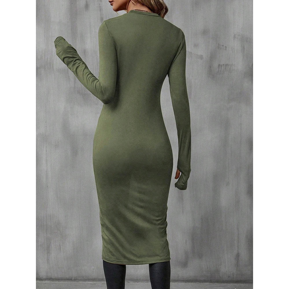 Blusa Feminina Longa Assimétrica Verde Militar 2