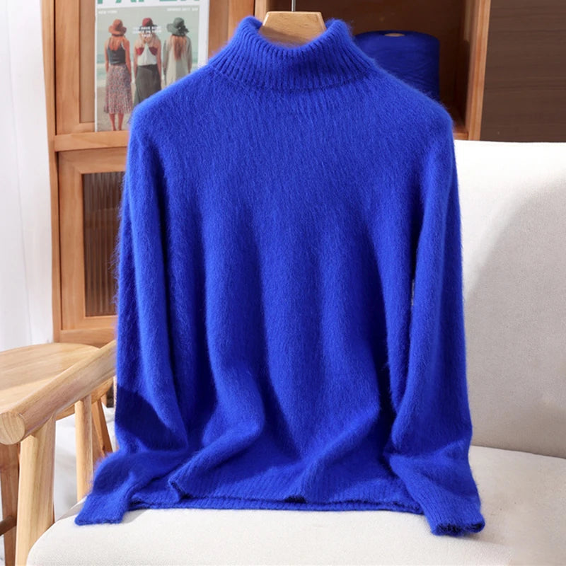 Suéter em Cashmere Gola Alta Azul 20