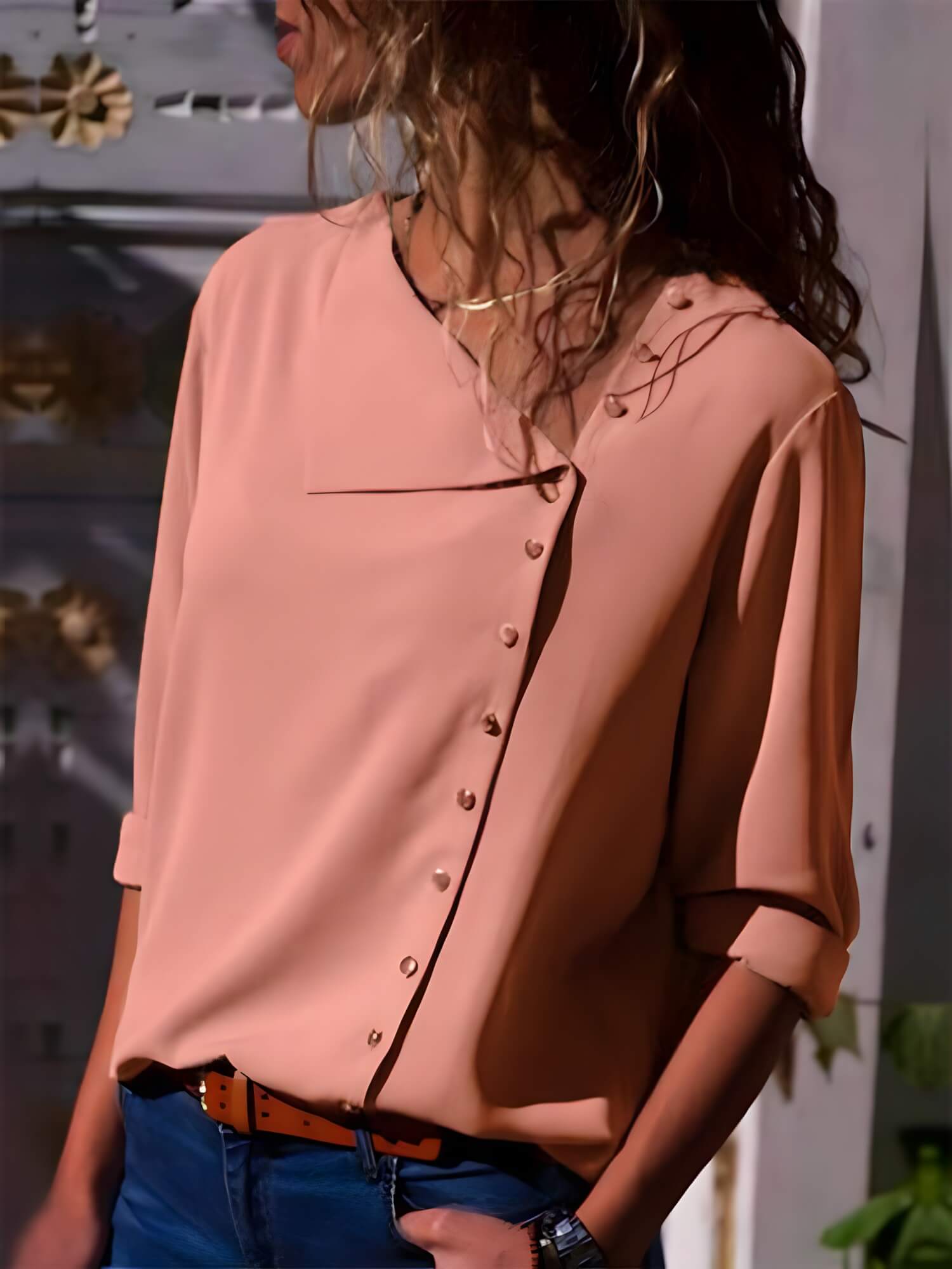 Camisa de Chiffon Rosa 6