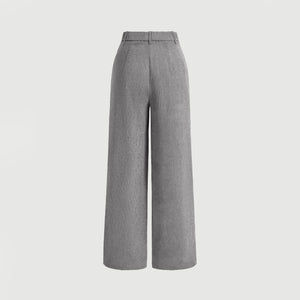 Calça Pantalona de Cintura Alta Cinza 05