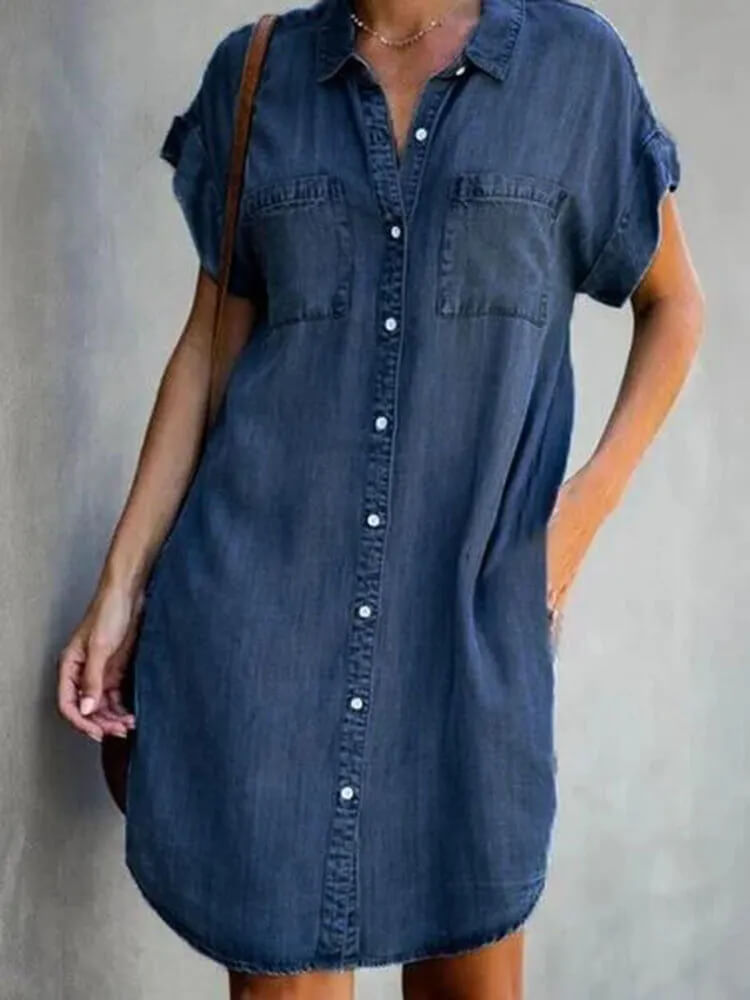 Vestido Curto com Abotoamento Azul Escuro2