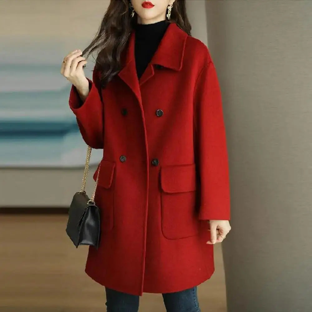 Casaco Feminino de Lã Batida Vermelho 4