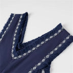 Vestido Longo Bordado Azul Marinho 03