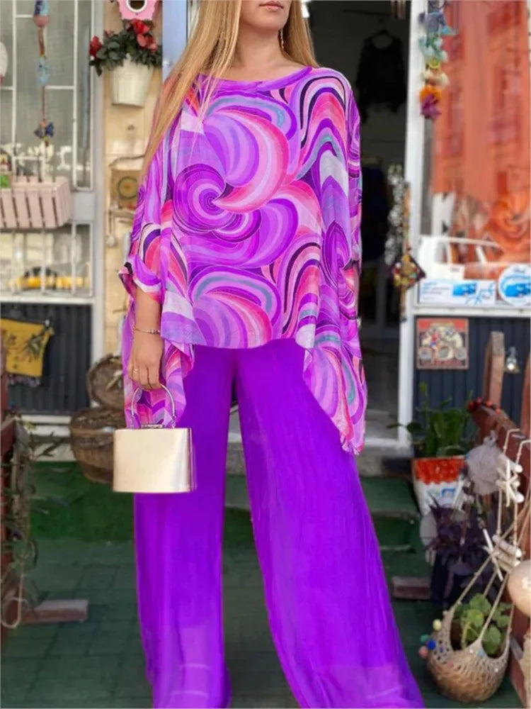 Conjunto Feminino de Chiffon Roxo 7