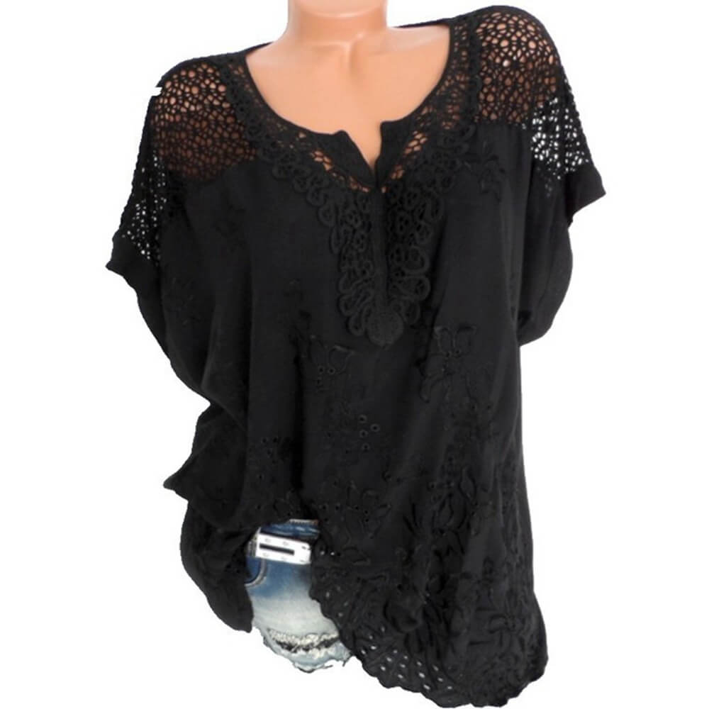 Blusa Feminina de Casimira com Detalhes em Renda
