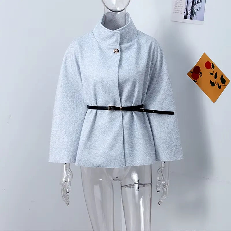 Poncho Feminino Casual Cinza 13