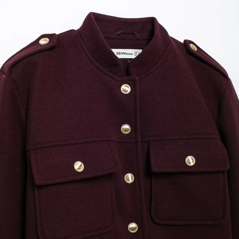 Jaqueta de Lã Batida Bordô 03