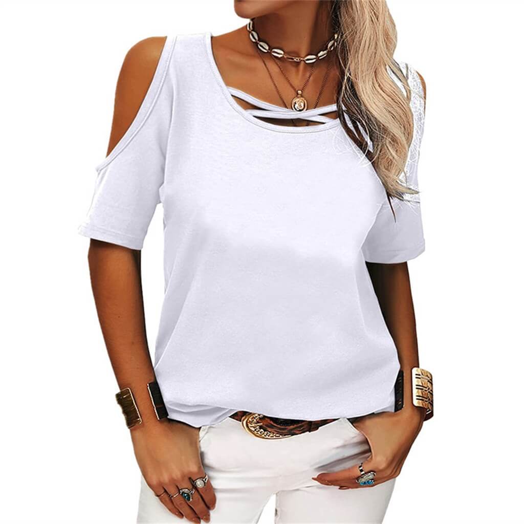 Blusa Casual Ombro Aberto Feminina