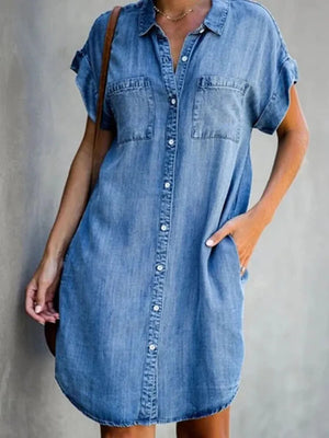 Vestido Curto com Abotoamento Azul 1