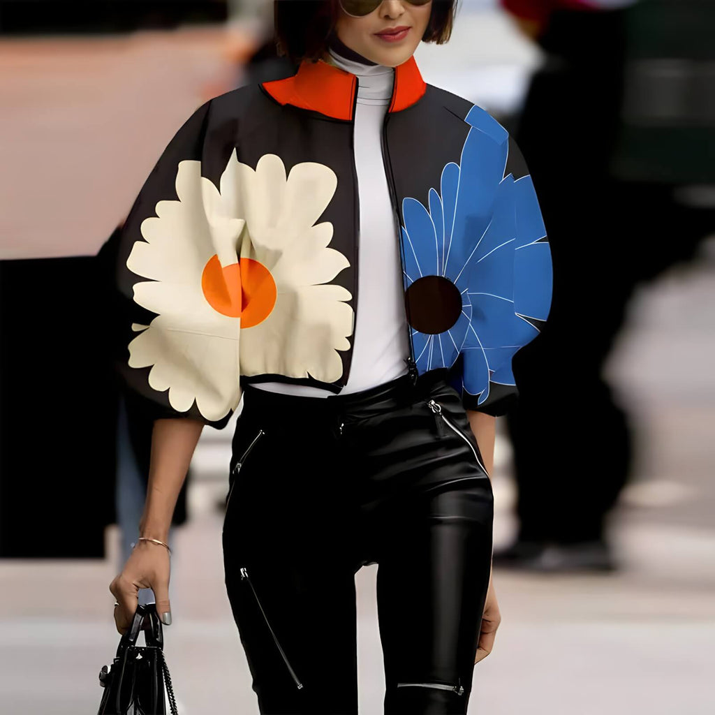 Jaqueta Feminina Bomber Floreado 1