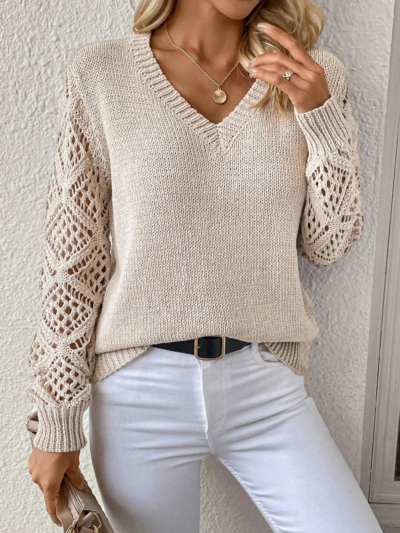 Suéter Feminino em Tricot Bege 17