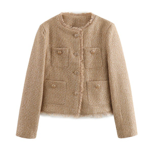 Blazer Feminino Casual Bege 6