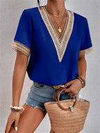 Blusa Decote V com Bordado Azul 5