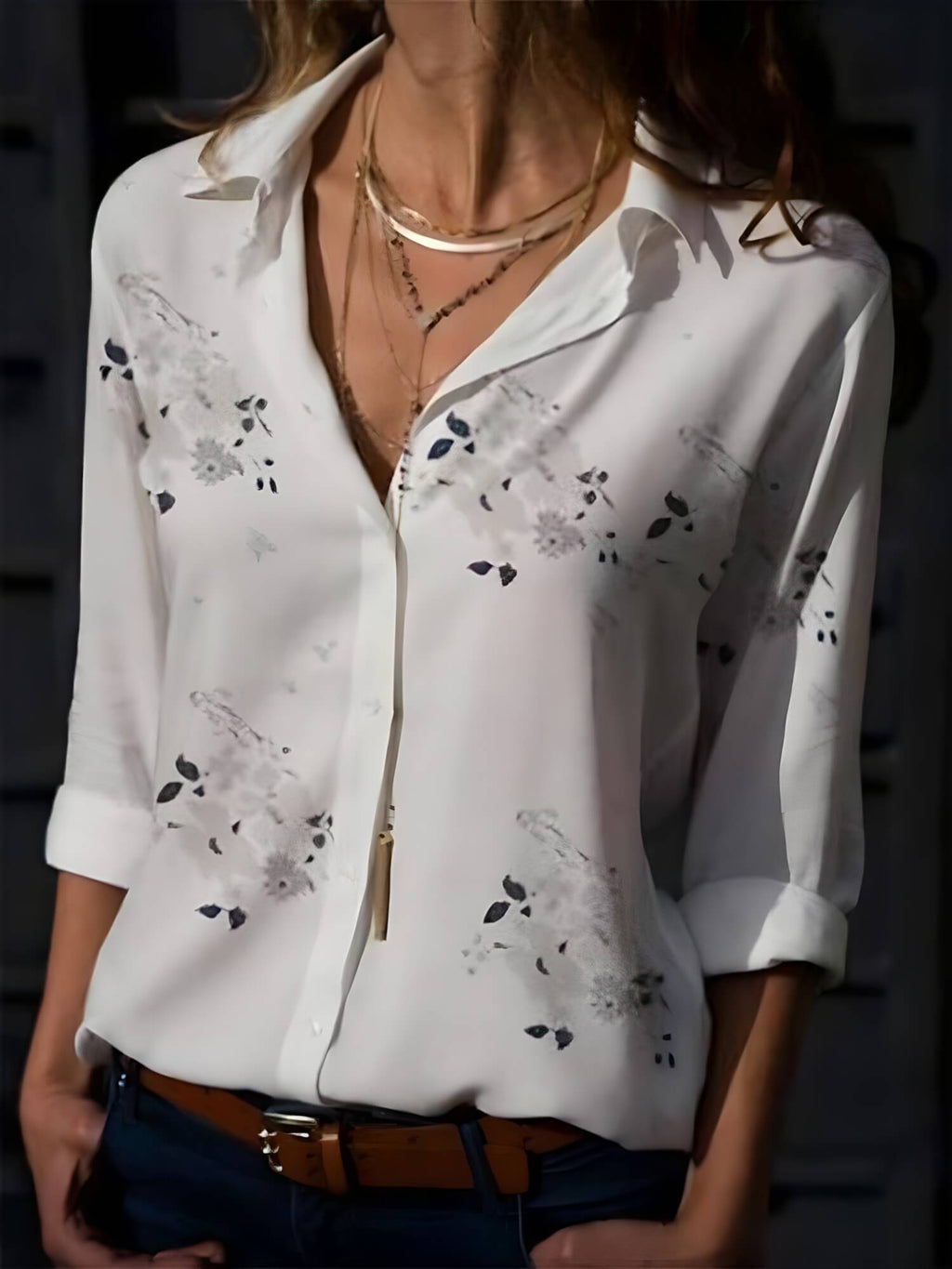Camisa Casual de Chiffon Branco 1