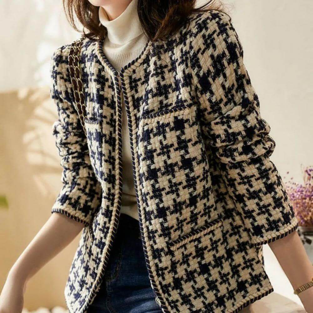 Blazer Feminino Tweed Curto Texturizado Bicolor Zara