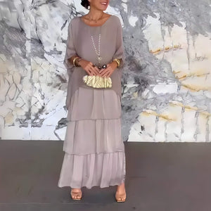 Vestido Longo de Chiffon Cinza 4