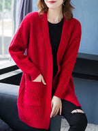 Cardigan Ponto Aberto Alongado Vermelho1 
