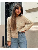 Blazer Feminino Casual Bege 3