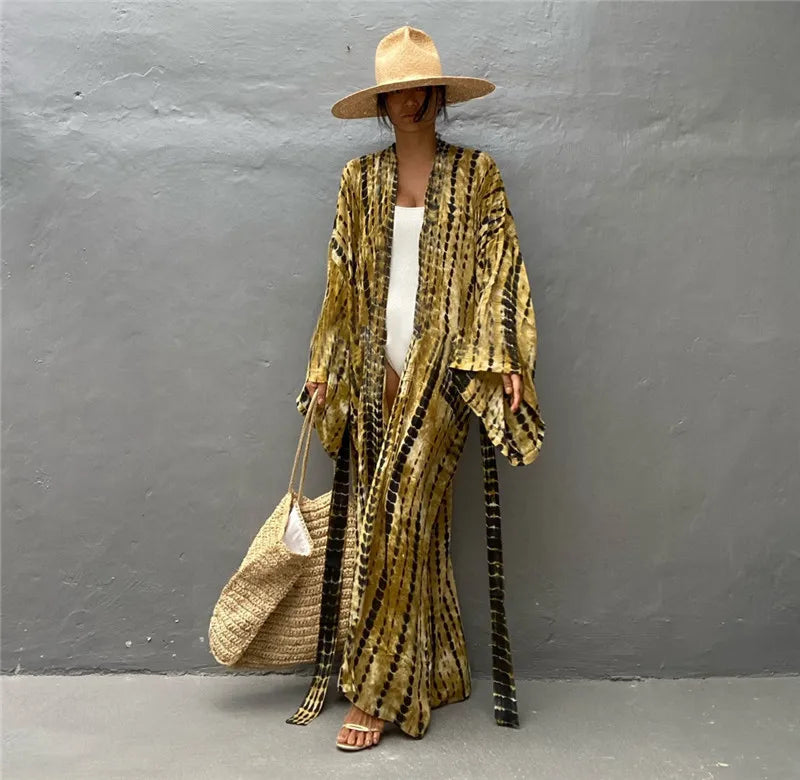Saída de Praia Kimono Amarelo 09