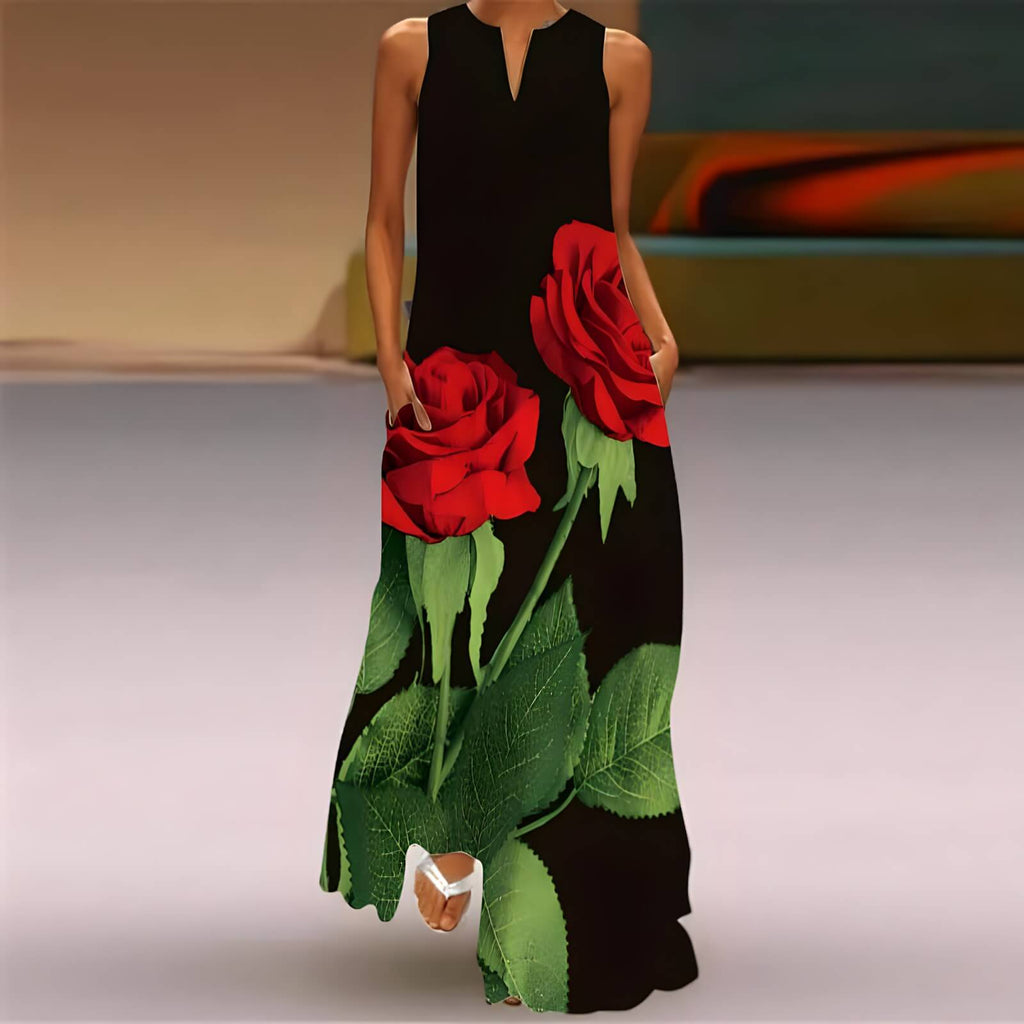 Vestido Longo Flor Vermelha 12