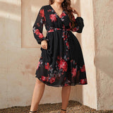 Vestido Transpassado de Chiffon Venise - Plus Size