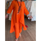 Conjunto Alongado de Linho Laranja 9