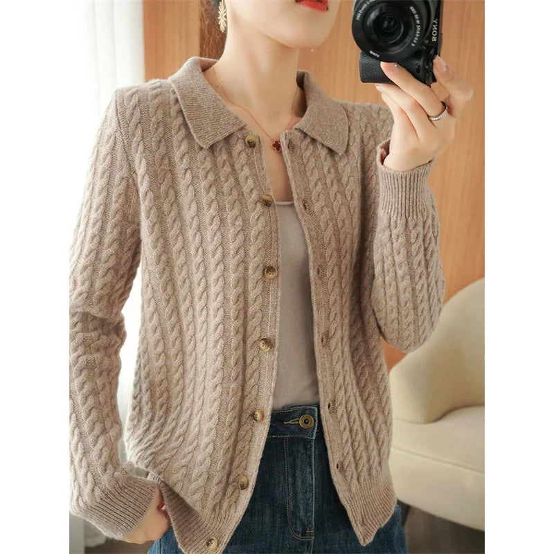 Cardigan Feminino Casual Caramelo 1