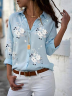 Camisa Casual de Chiffon Azul Claro 3
