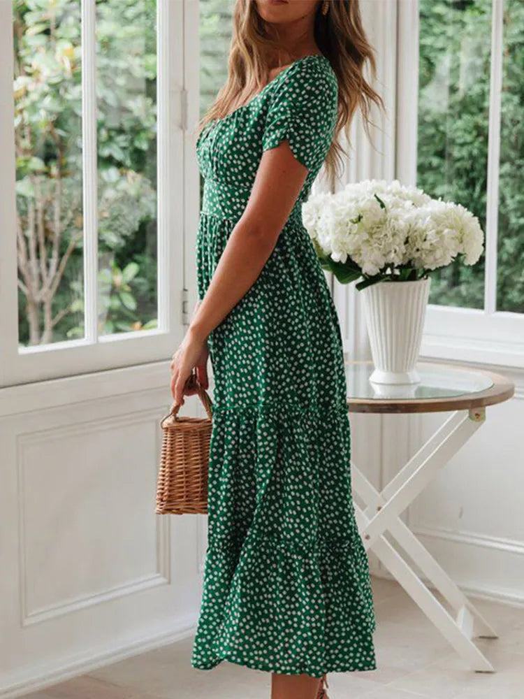 Vestido Midi Poá Verde 03