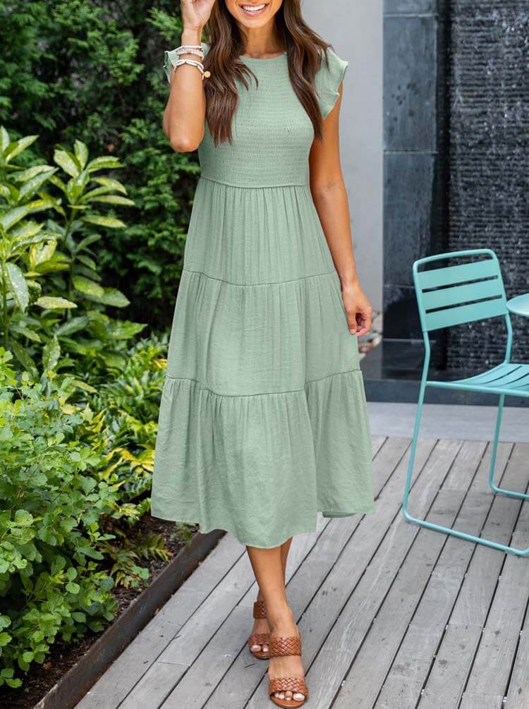 Vestido Mídi de Lástex Verde Claro 7