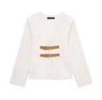 Casaco Feminino Casual Bege 