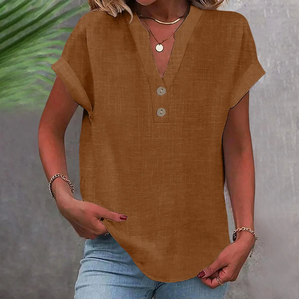 Blusa Casual com Botões Caramelo 08