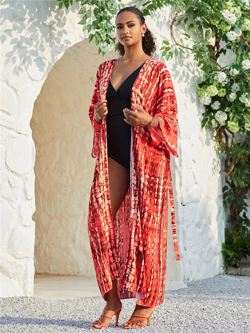 Saída de Praia Kimono Vermelho 01