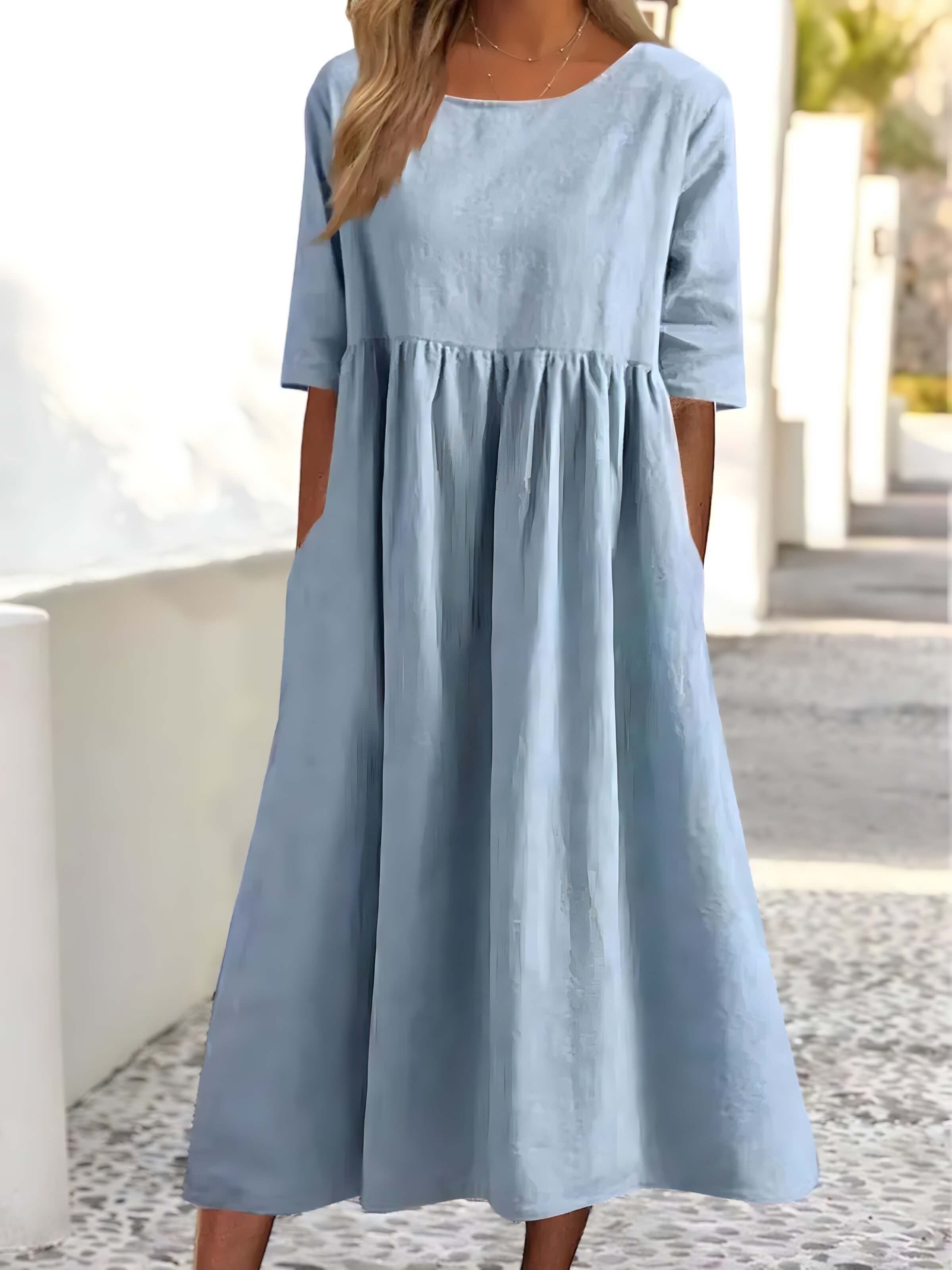Vestido Mídi Casual Azul Claro 3
