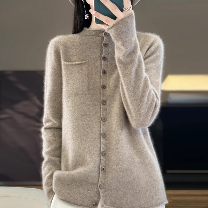 Cardigan Feminino de Lã Areia 05