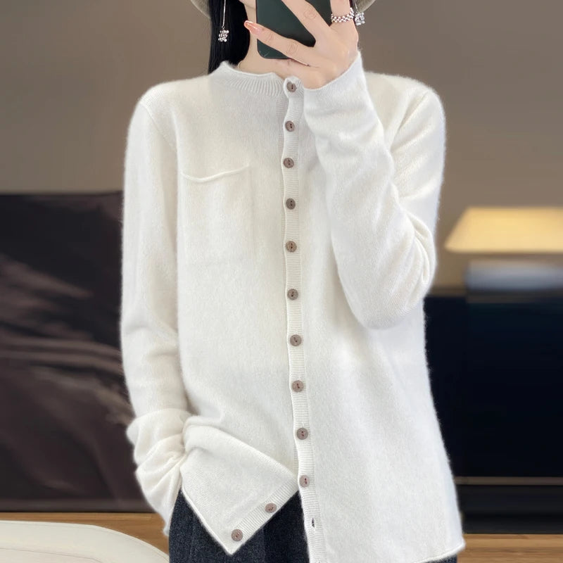Cardigan Feminino de Lã Branco 06