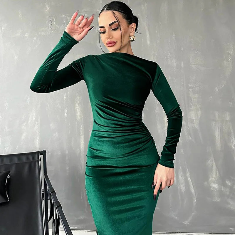 Vestido Midi Elegante Verde 3