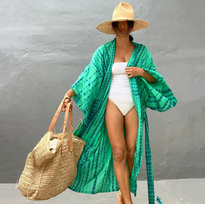 Saída de Praia Kimono Verde Claro 07