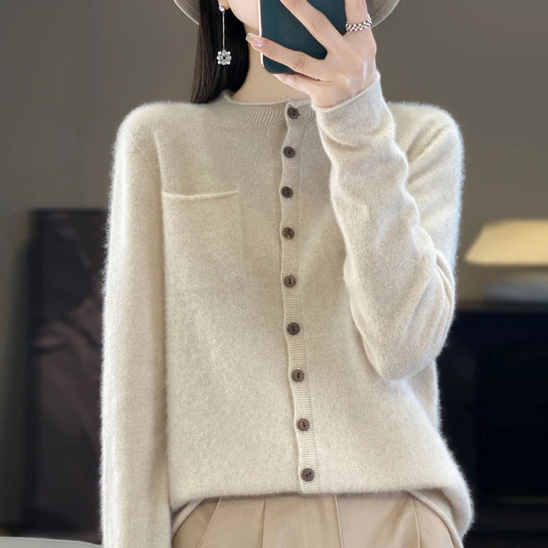 Cardigan Feminino de Lã Bege 07