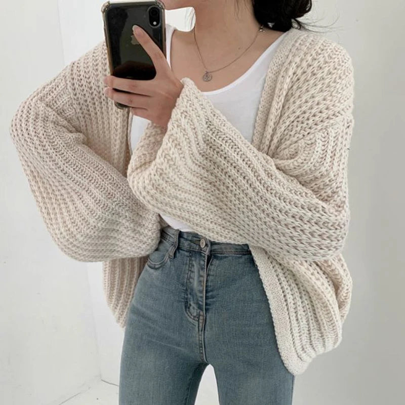 Cardigan de Tricot Ponto Aberto Branco 4