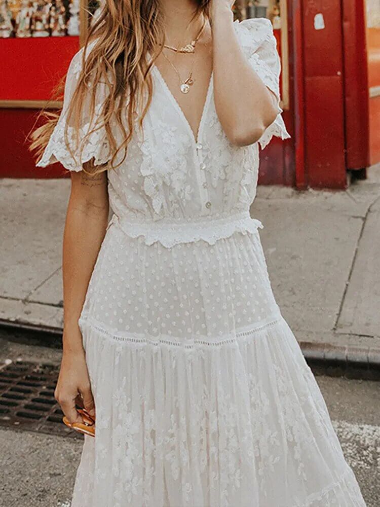 Vestido Longo de Laise Branco 2