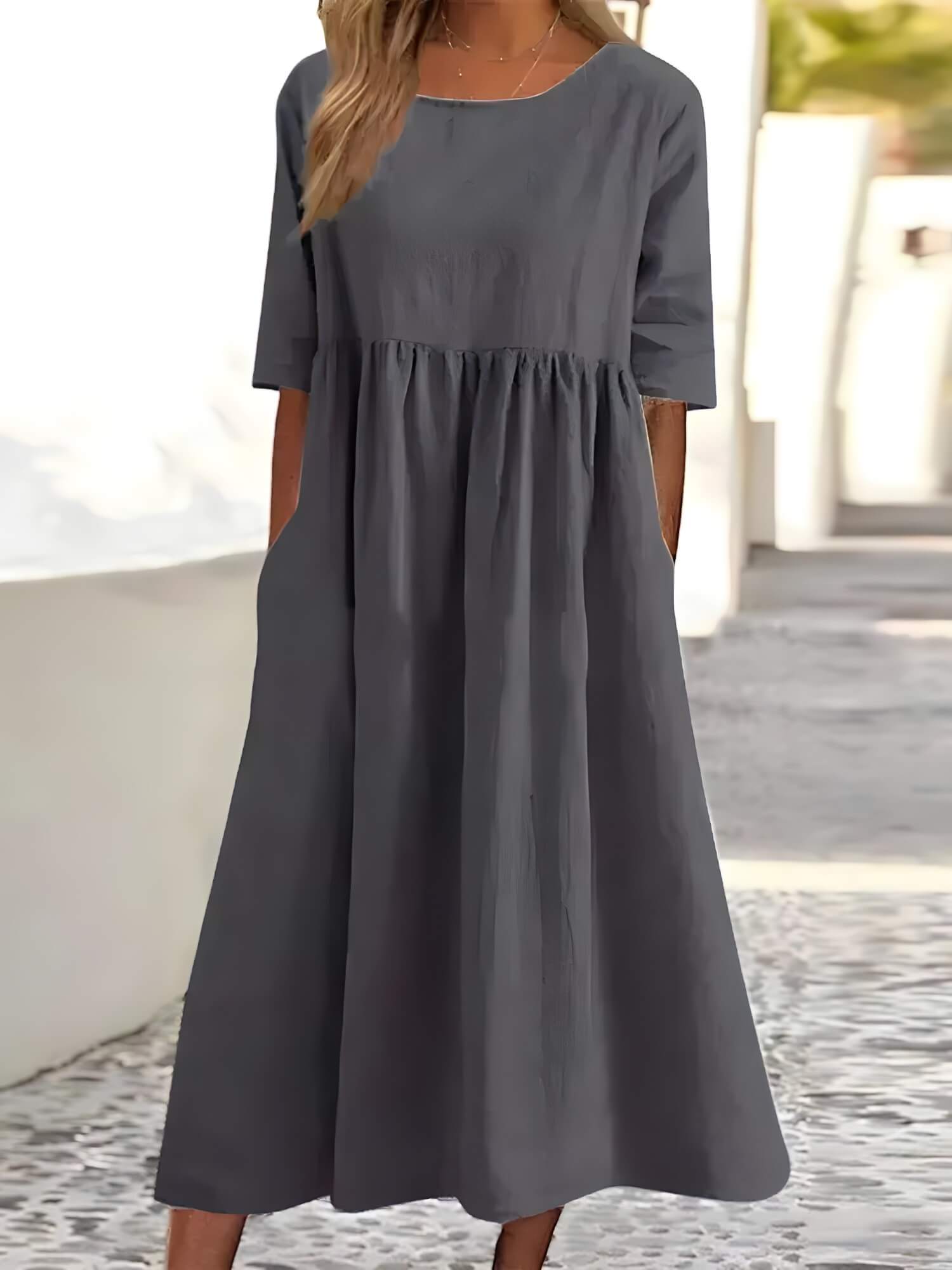 Vestido Mídi Casual Cinza 6
