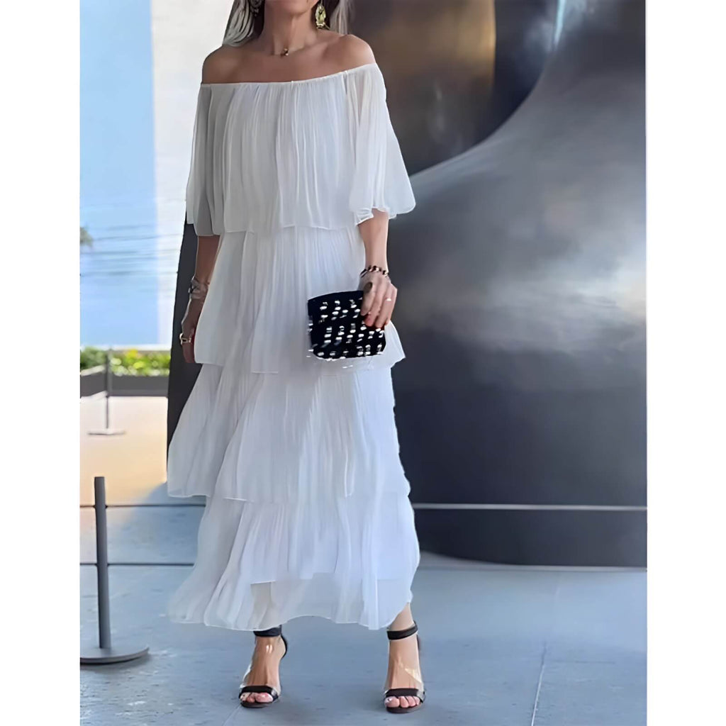 Vestido Mídi de Chiffon Branco 6