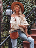 Suéter Casual de Tricot Feminino Bege 3