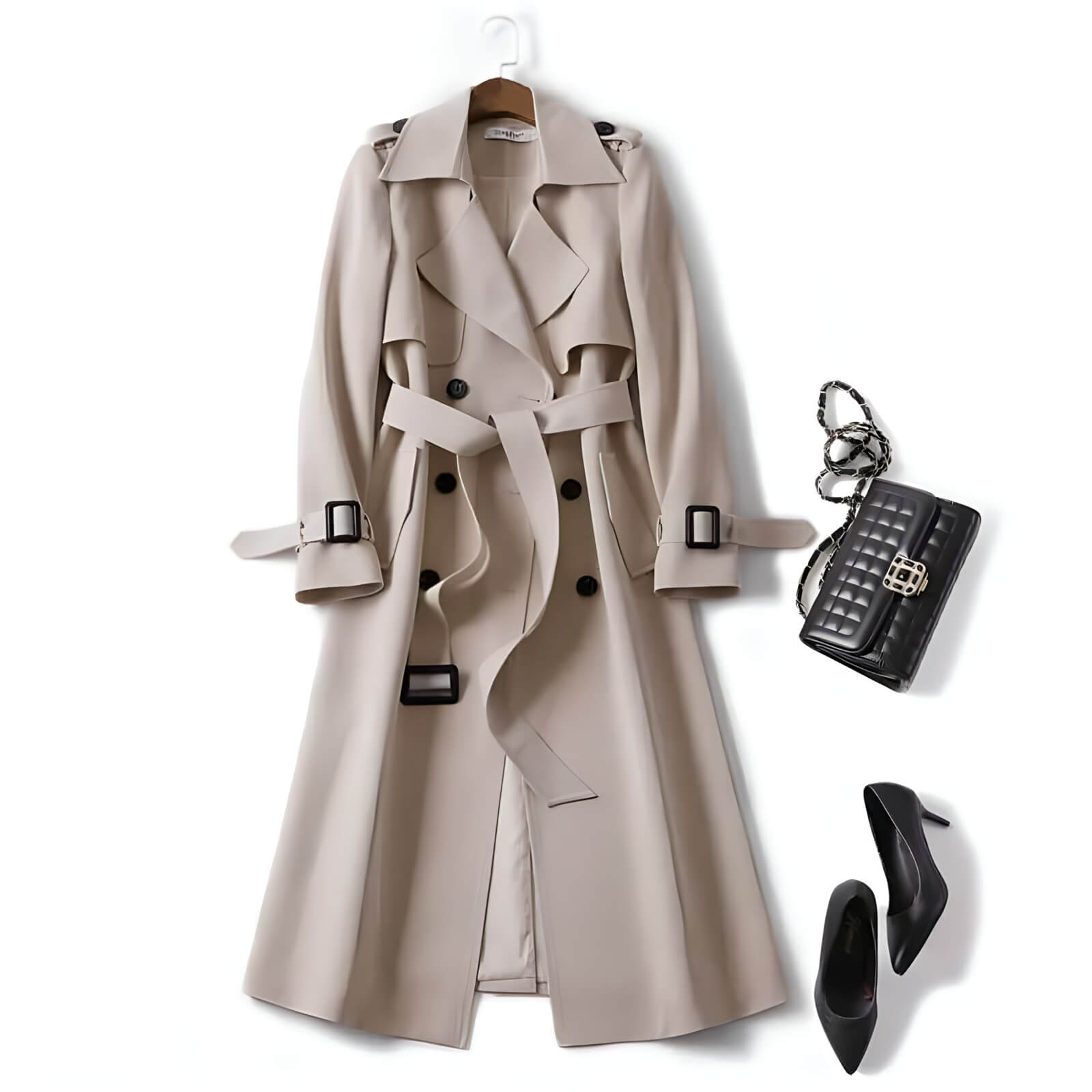 Trench Coat Feminino Alfaiataria Alongado com Cinto Holbrook