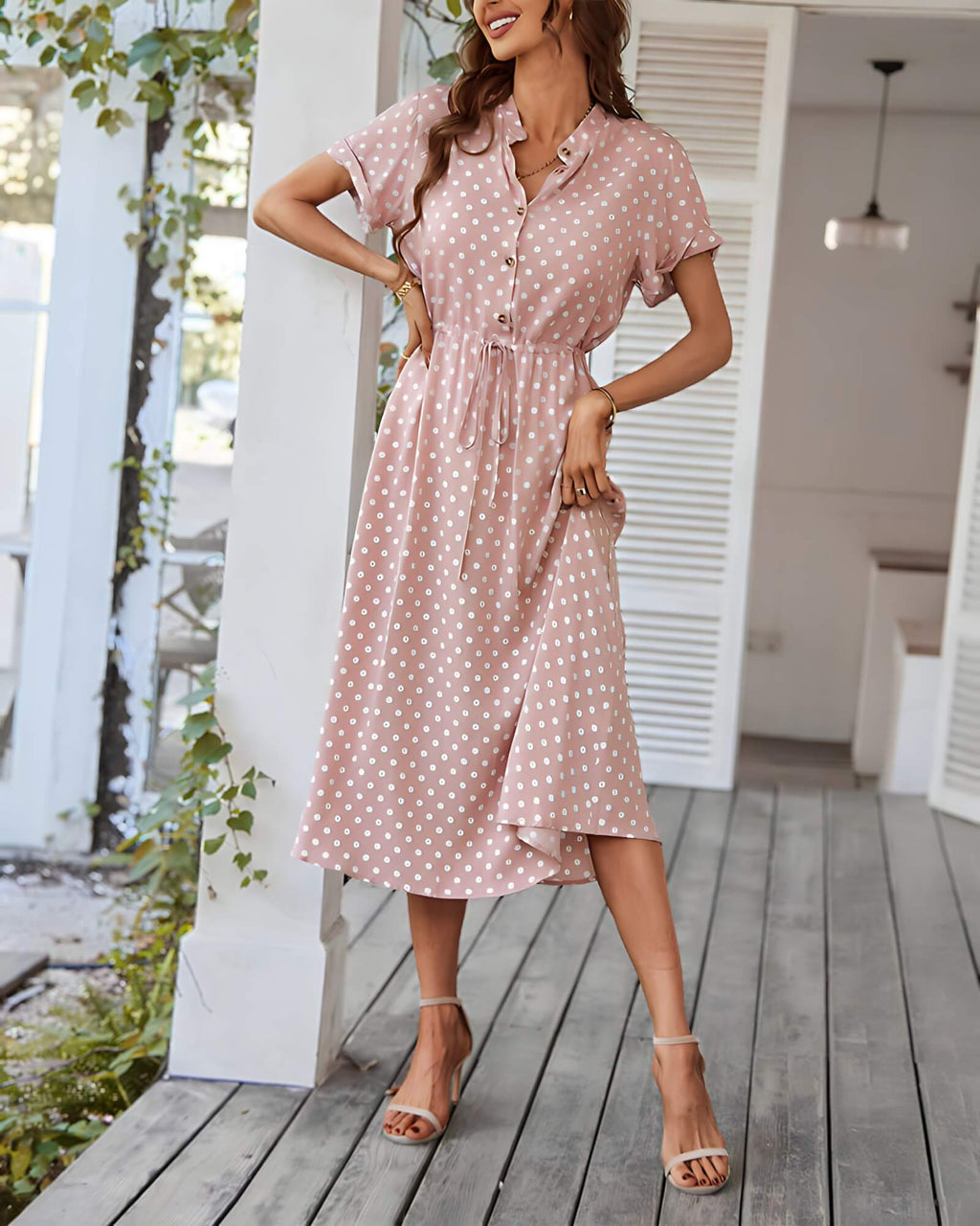 Vestido Mídi Casual Rosa 3