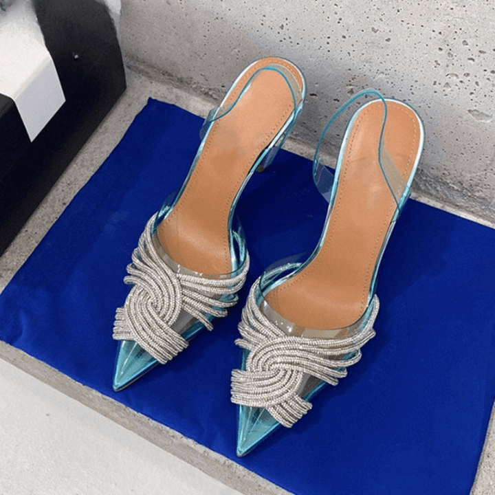 Scarpin Salto Alto Fino Azul 8