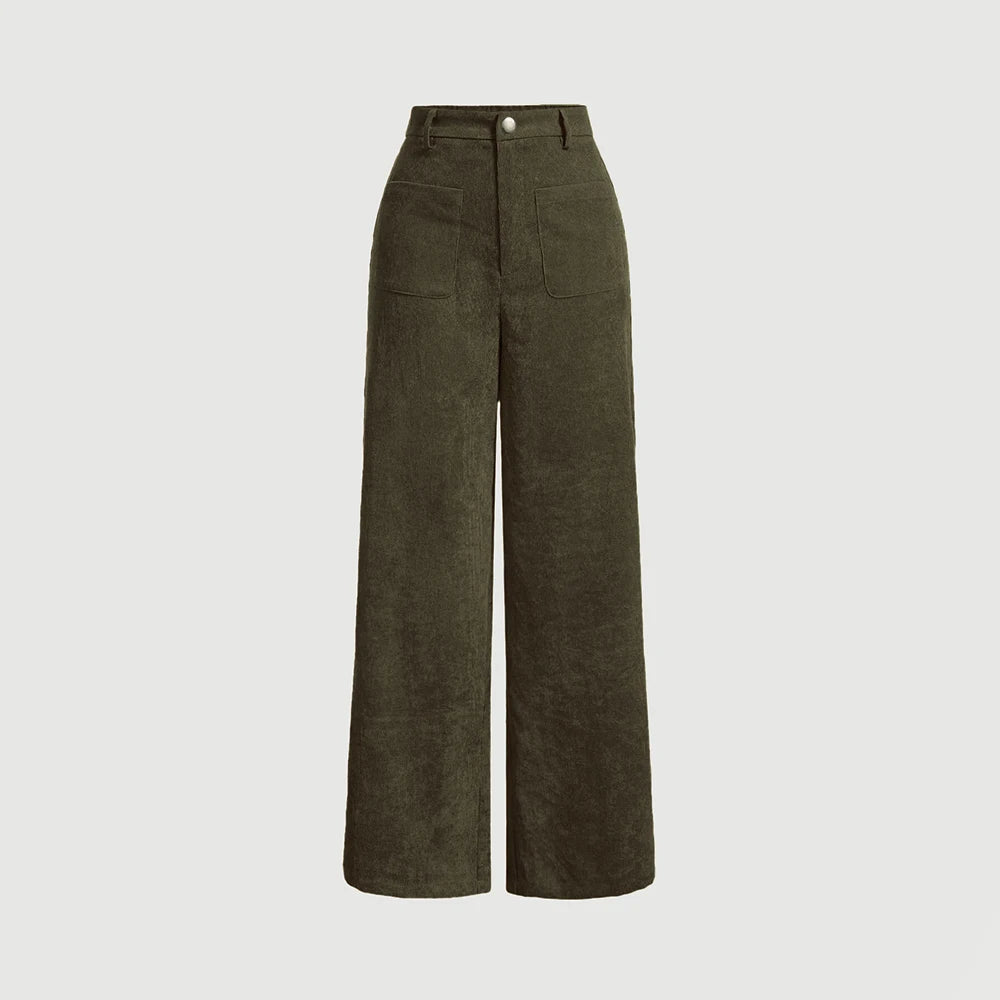 Calça Pantalona de Cintura Alta Verde Militar 02
